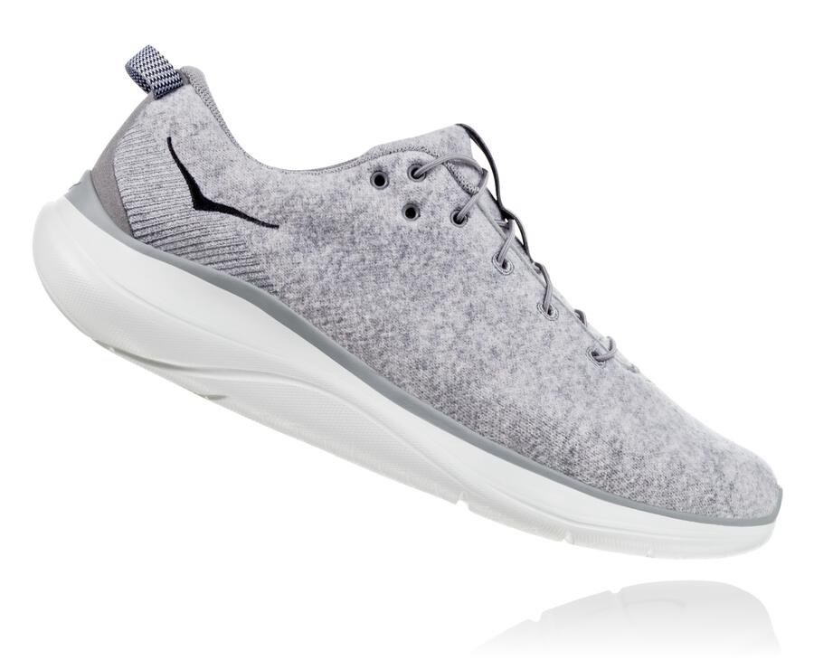 Hoka One One Koşu Ayakkabısı Erkek Gri - Hupana Flow Wool - UK8964120